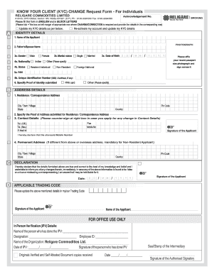 KYC Change Request Form for Individuals