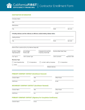 California Contractor Enrollment Form