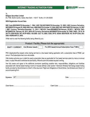 Internet Trading Activation Form