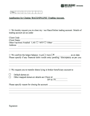 Trading Account Closure Form