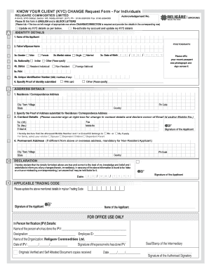 KYC Change Request Form for Individuals