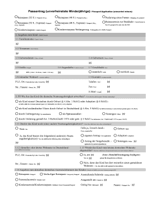 Passantrag (unverheiratete Minderjährige)