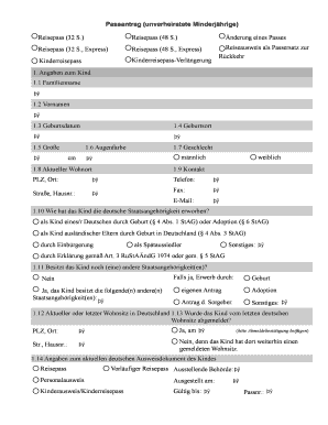 Passantrag (unverheiratete Minderjährige)