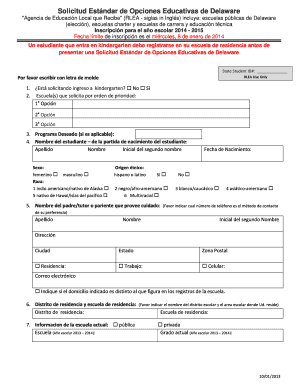 Solicitud Estándar de Opciones Educativas de Delaware
