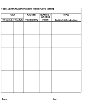 Electrical Engineering Achievement Form