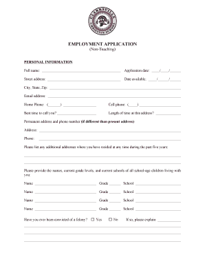 Non-Teaching Employment Application