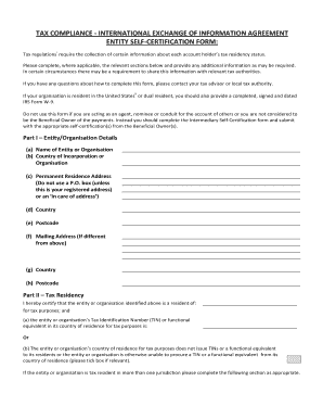 Entity Self-Certification Form