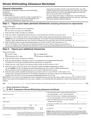 Illinois Employee Withholding Allowance Certificate