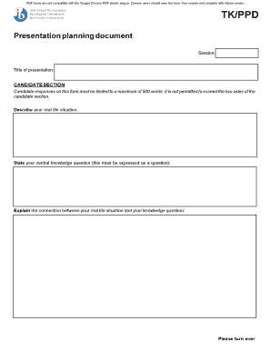 International Baccalaureate Presentation Planning Document