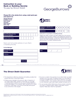 UK Direct Debit Instruction Form