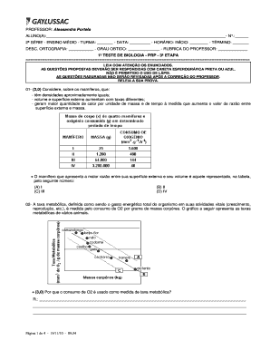 1º TESTE DE BIOLOGIA - PRP - 3ª ETAPA