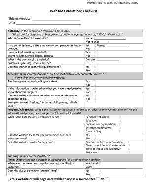 Website Evaluation Checklist