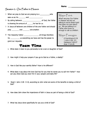 Confirmation Lesson Prayer Activity