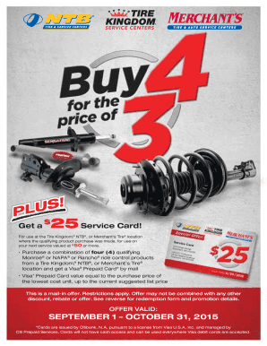 Tenneco Buy 4 for the Price of 3 Promotion