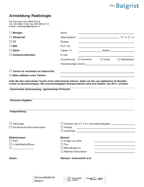 Anmeldung Radiologie