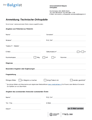 Anmeldung Technische Orthopädie