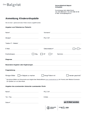 Anmeldung Kinderorthopädie