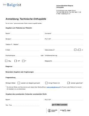 Anmeldung Technische Orthopädie
