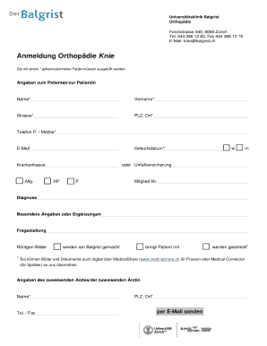 Anmeldung Orthopädie Knie