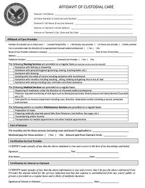 Affidavit of Custodial Care