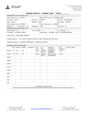 Sperm Donor Profile Form
