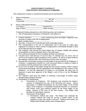Employment Contract for Filipino Household Workers