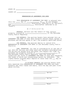 Memorandum of Agreement for Deed