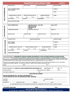 Lange Transportation Show Carrier Order Form