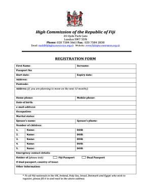 Fiji National Registration Form