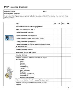 MFP Transition Checklist