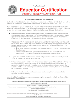 Florida Educator Certification District Renewal Application