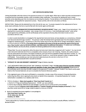 Missing/Lost/Stolen/Counterfeit Securities Report