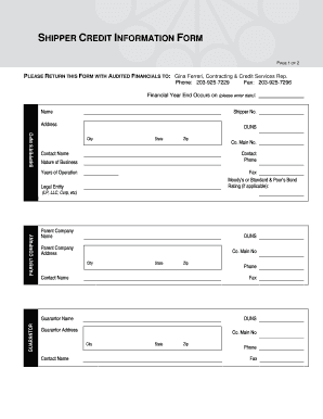 Shipper Credit Information Form