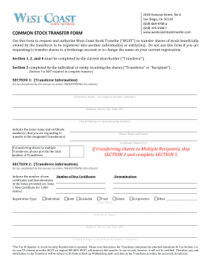 Common Stock Transfer Form
