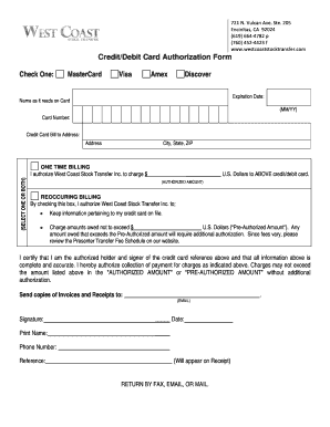Credit Card Authorization Form