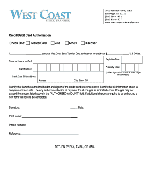Credit Card Authorization Form