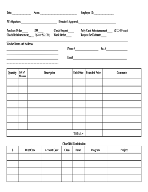 Purchase Order and Reimbursement Form