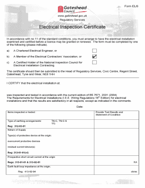 Electrical Inspection Certificate