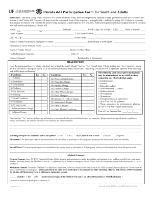 Florida 4-H Participation Form for Youth and Adults