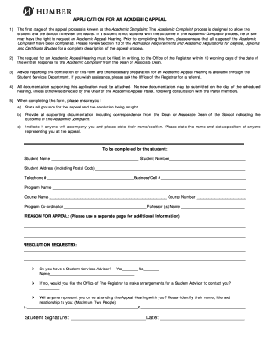Academic Appeal Application Form