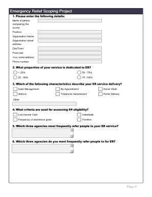 Emergency Relief Scoping Project Survey