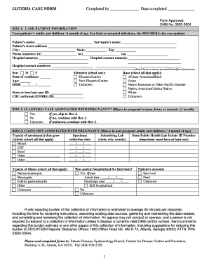 Listeria Case Form