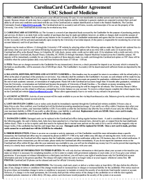 CarolinaCard Cardholder Agreement
