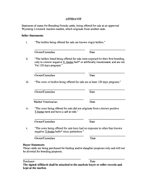 Wyoming Livestock Affidavit