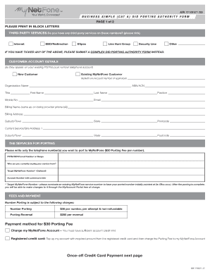 Business DID Porting Authority Form