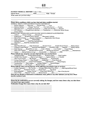 Patient Medical History Form