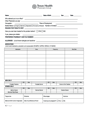 Patient Medical History Form