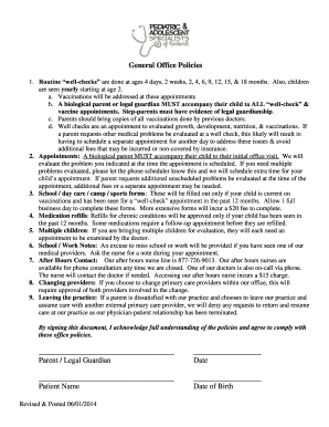 Pediatric Office Policies Agreement