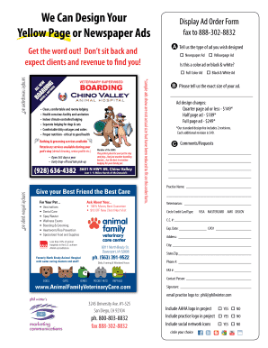 Pet Boarding Ad Design Order Form