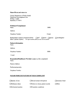 Healthcare Complaint Form